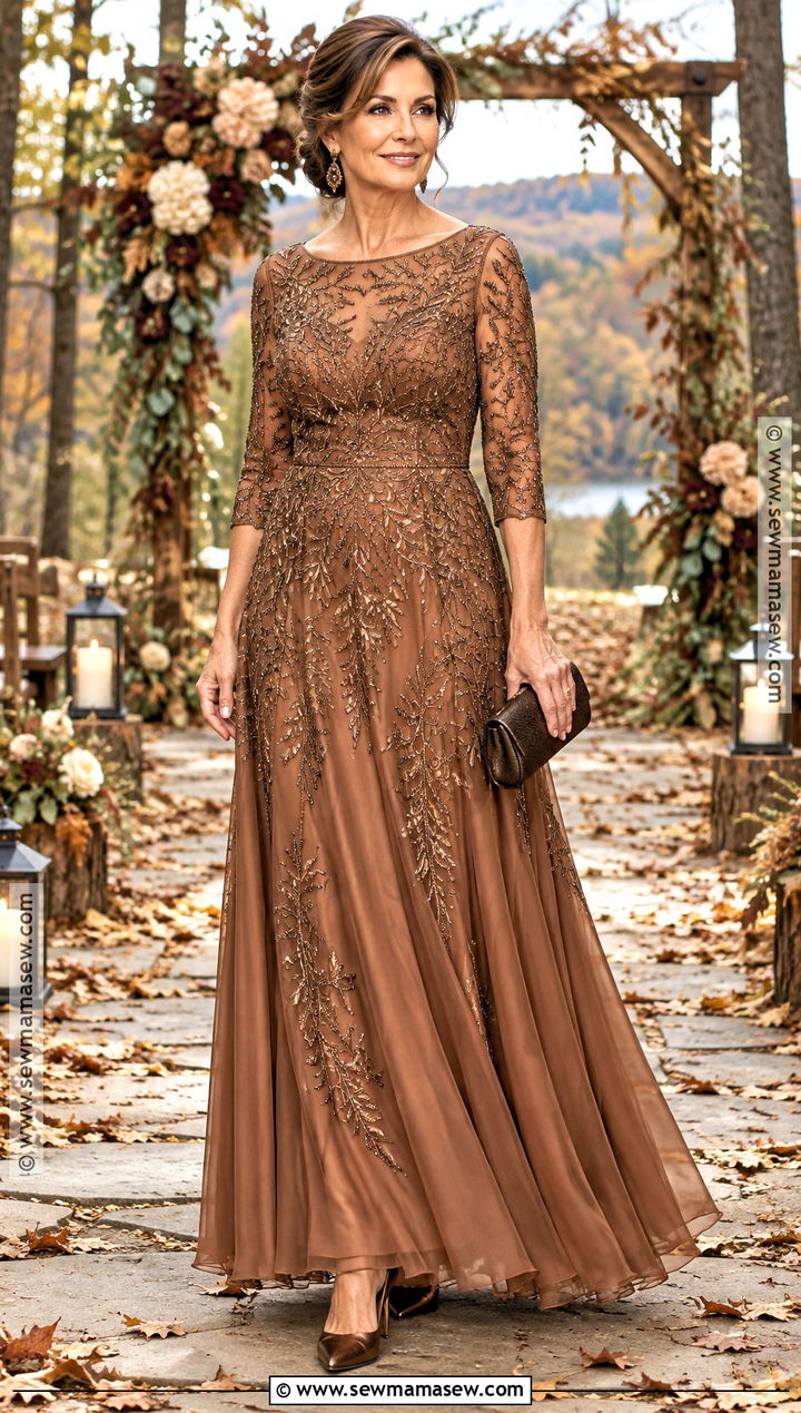 Copper Beaded Mother Of The Bride Dress - 15 Fall Mother Of The Bride Dresses Bohemian