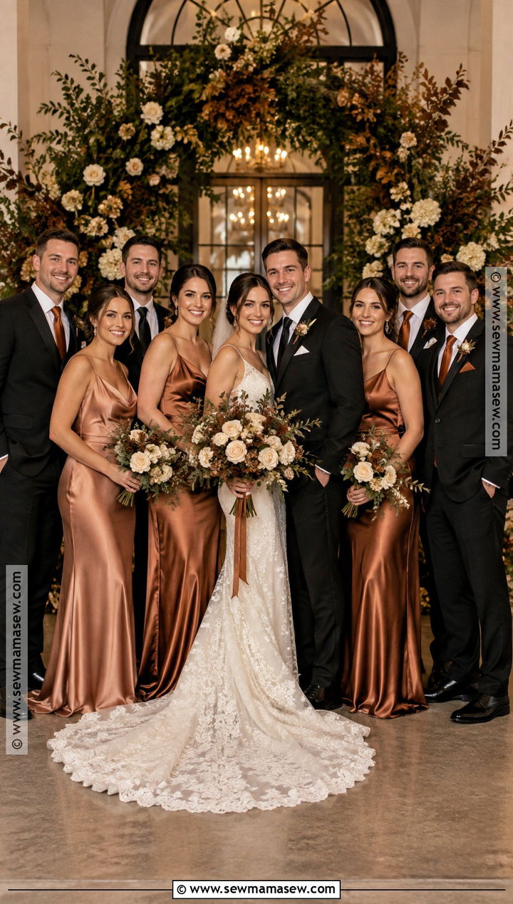 Copper Bridesmaid Dresses With Black Groomsmen - 15 fall bridesmaid dresses mismatched with groomsmen