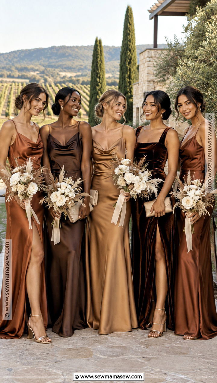 Copper Caramel and Espresso Bridesmaid Dresses - 15 Multiple Color Bridesmaid Dresses Fall