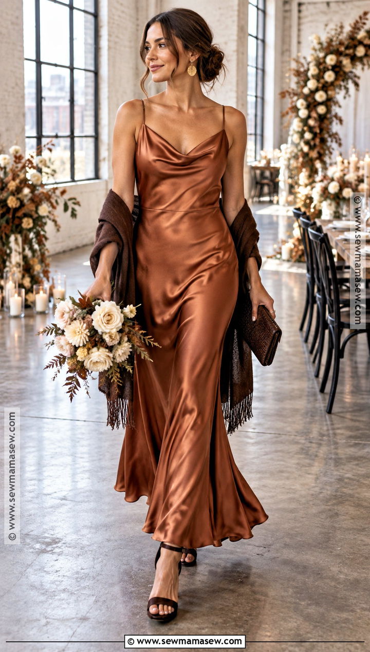 Copper Cowl Neck Bridesmaid Dress - 15 Fall Themed Bridesmaid Dresses