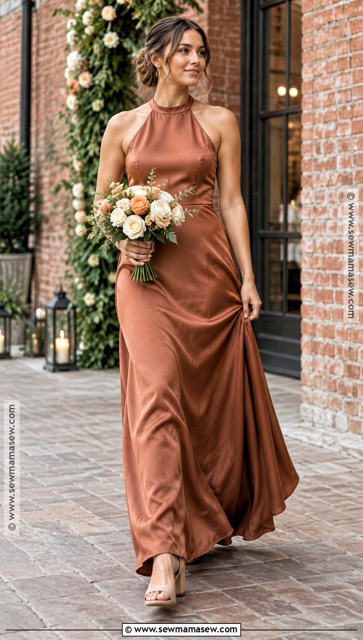Copper Halter September Bridesmaid Dress - 15 bridesmaid dresses september wedding