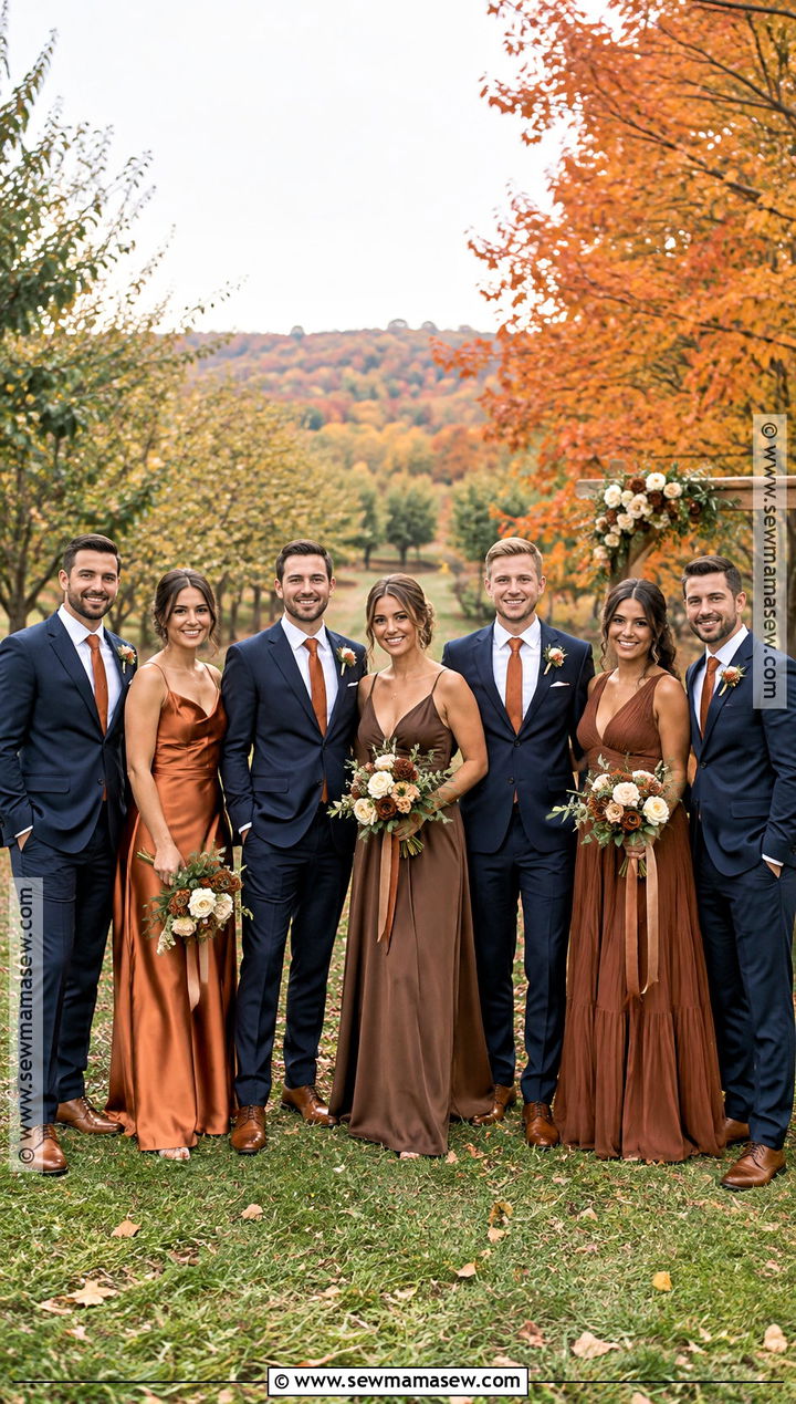 Copper Mismatched Fall Wedding Party Attire - 15 fall wedding wedding party attire ideas