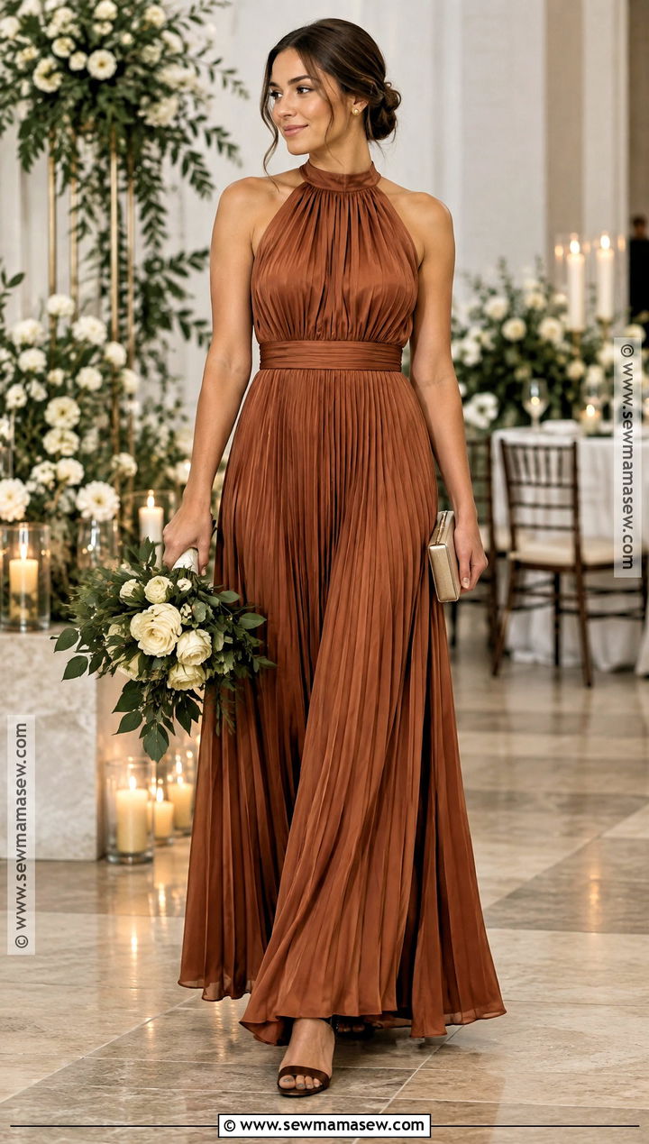 Copper Pleated Autumn Bridesmaid Dress - 25 autumn bridesmaid dresses