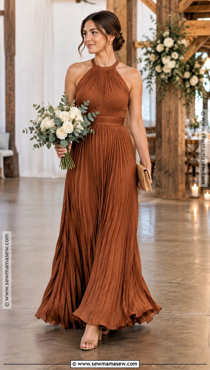 Copper Pleated Bridesmaid Dress - 15 bridesmaid autumn dresses