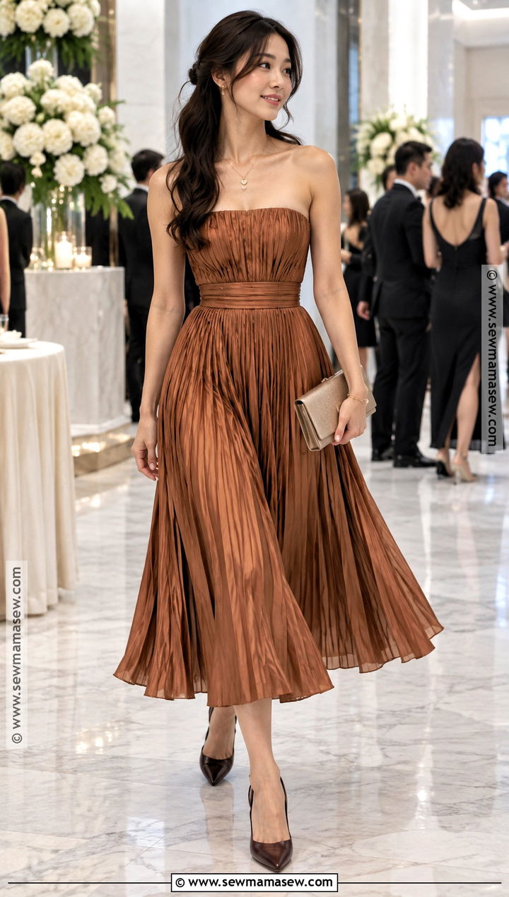 Copper Pleated Cocktail Dress - 15 Cocktail Dresses Fall 2026