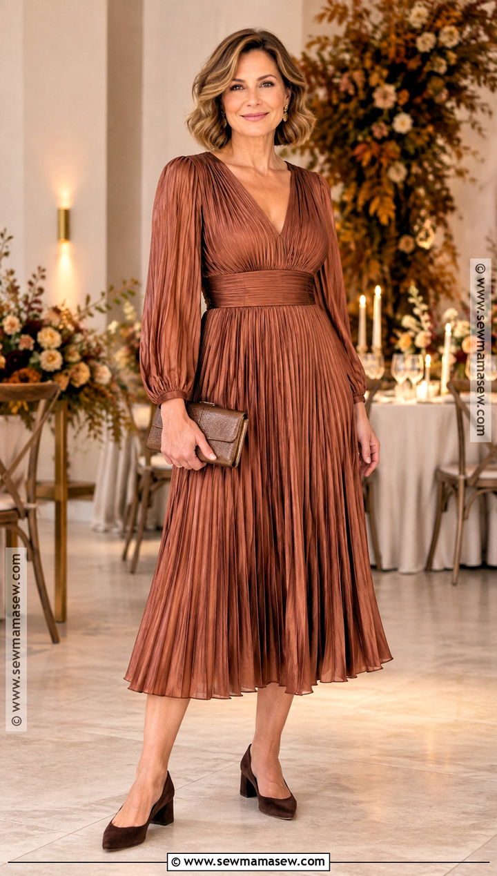 Copper Pleated Mother Of The Groom Dress - 15 casual mother of the groom dresses fall