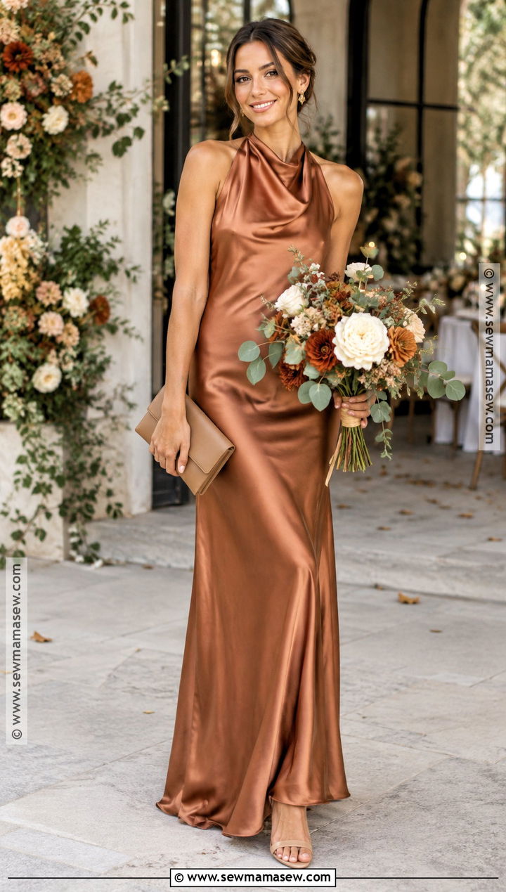 Copper Satin Bridesmaid Dress - 15 fall tones bridesmaid dresses
