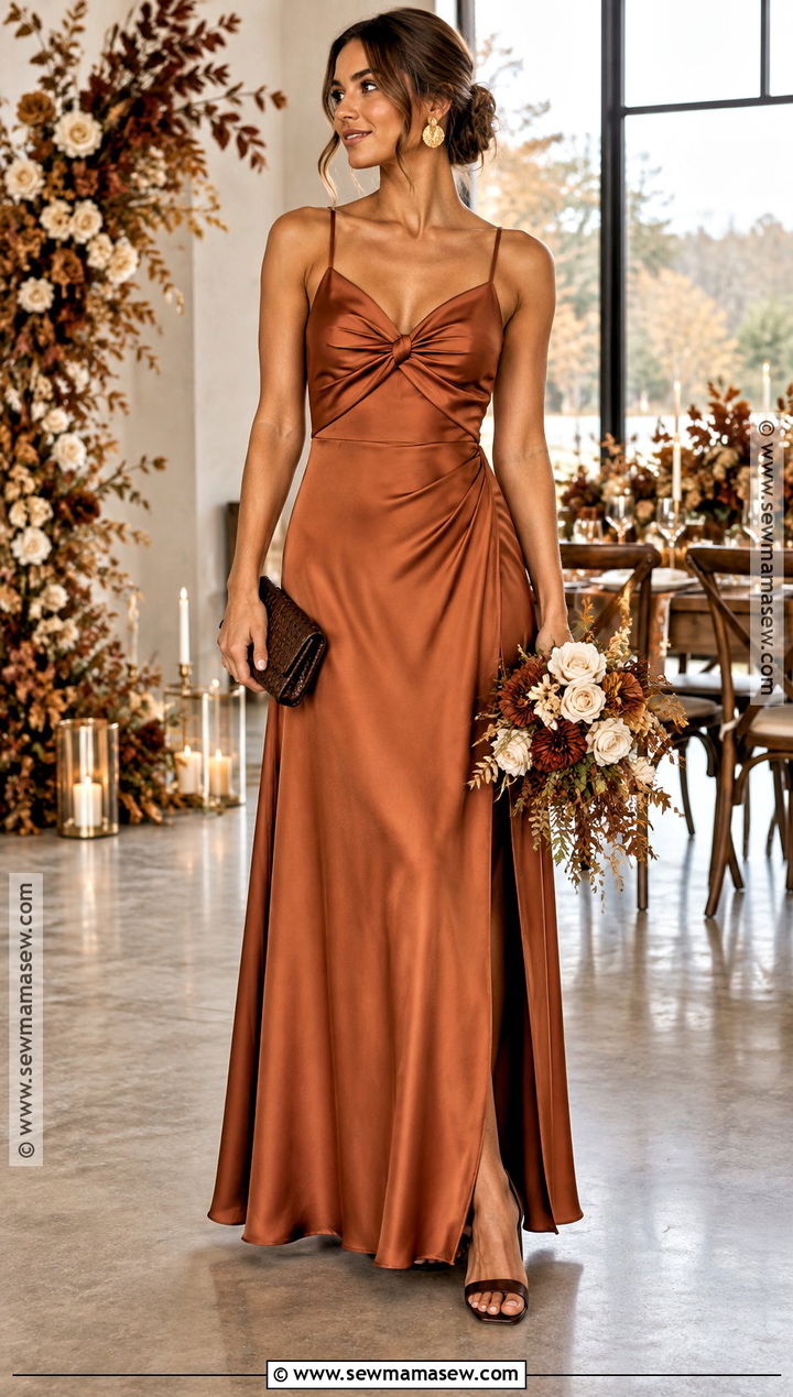 Copper Satin Bridesmaid Dress - 20 bridesmaid dresses fall wedding