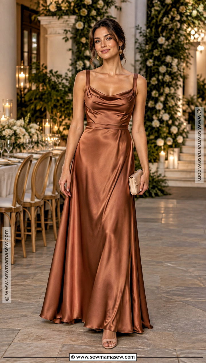 Copper Satin Bridesmaid Dress - 15 Brides Maids Fall Dresses
