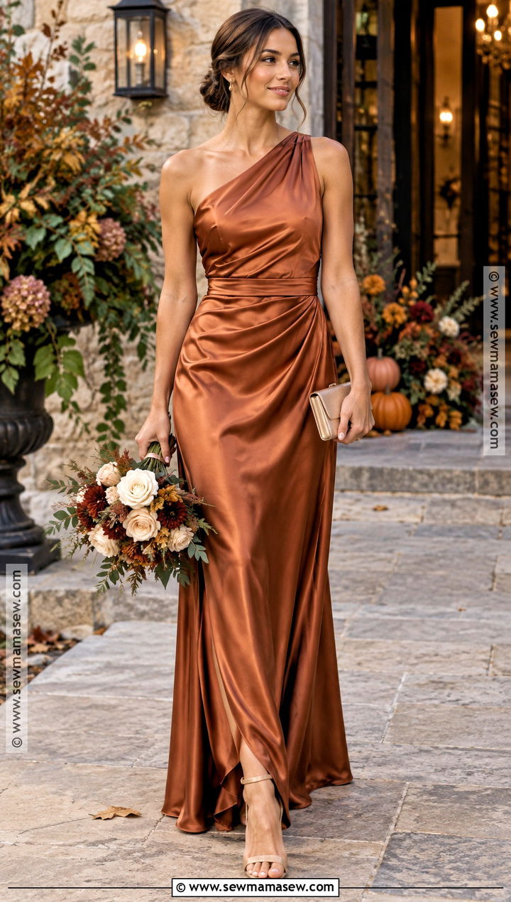 Copper Satin Bridesmaid Dress - 15 Bridesmaids Dresses Fall Colors