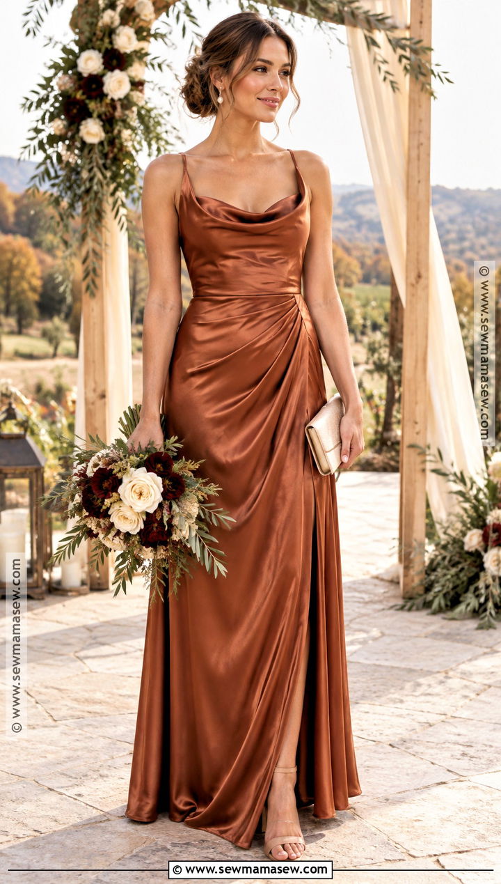 Copper Satin Bridesmaid Dress - 15 Fall Rustic Bridesmaid Dresses