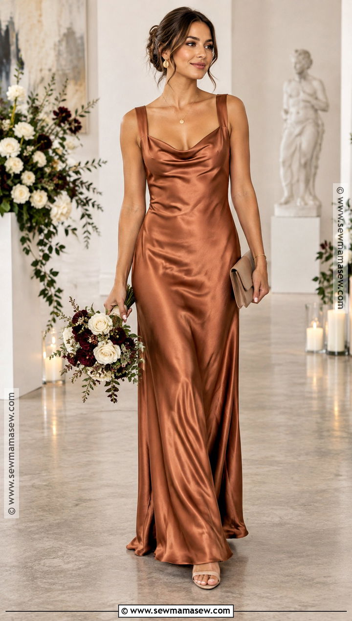 Copper Satin Bridesmaid Dress - 15 Fall Tone Bridesmaid Dresses