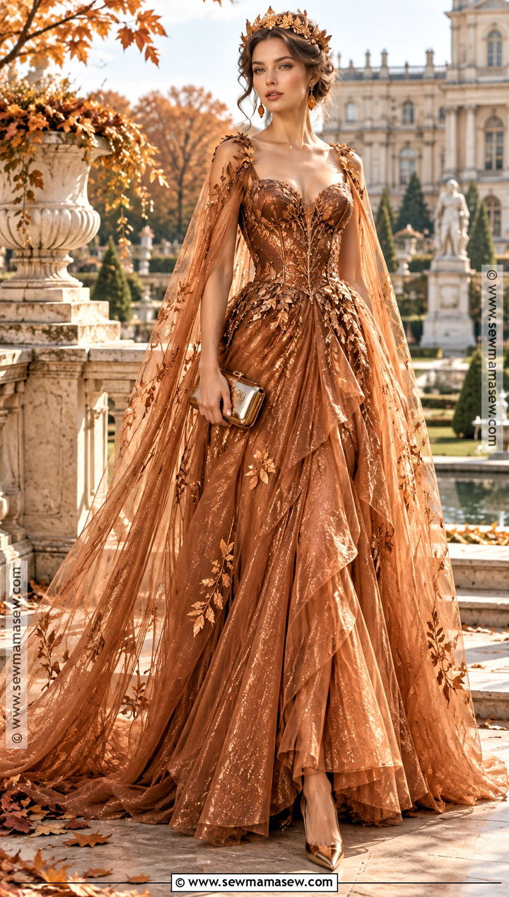 Copper Tulle Autumn Queen Gown - 15 Autumn Fantasy Gown Ideas