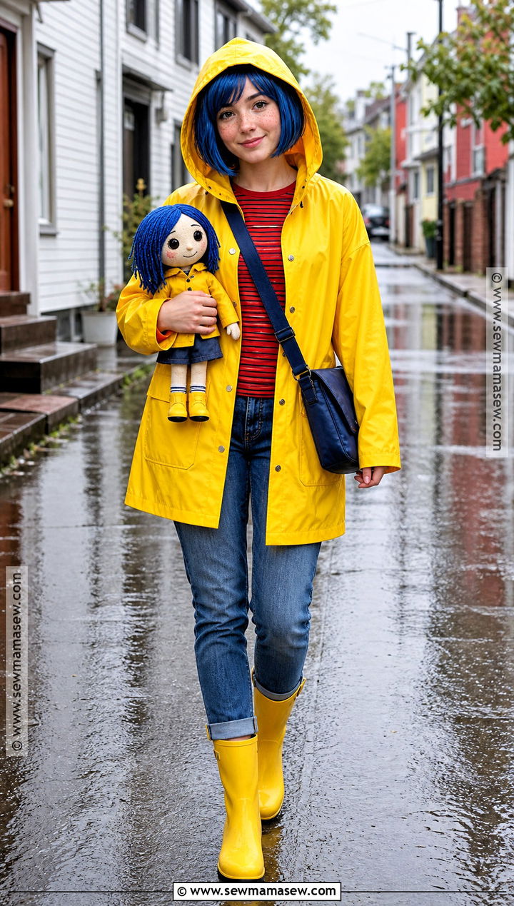 Coraline Cosplay With Yellow Raincoat - 30 unique cosplay ideas