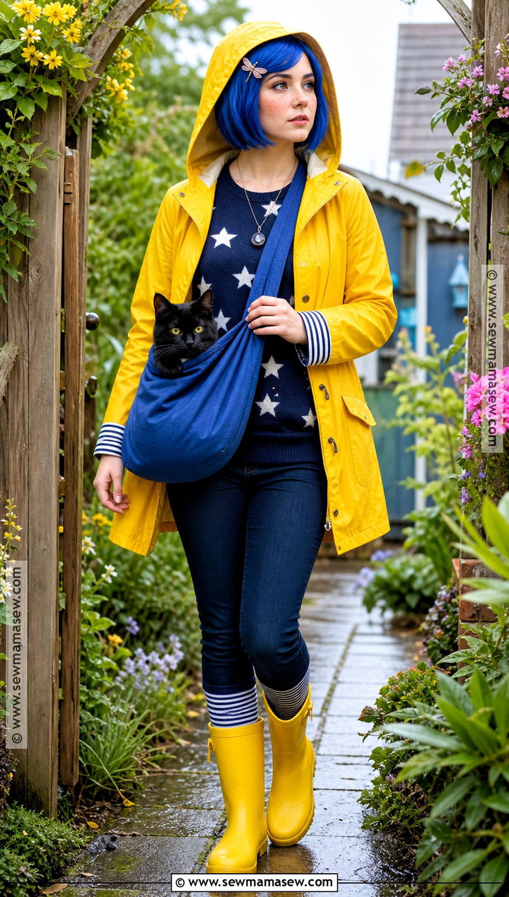 Coraline Costume With Black Cat Companion - 30 caroline costume ideas