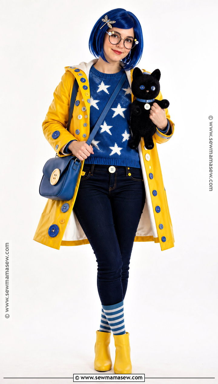 Coraline Costume With Button Glasses - 30 caroline costume ideas