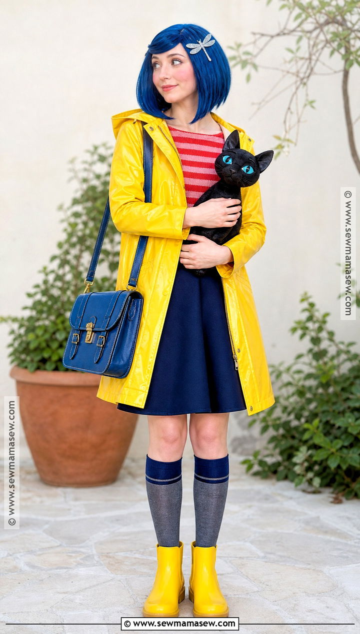 Coraline Costume With Dragonfly Hair Clip - 30 caroline costume ideas