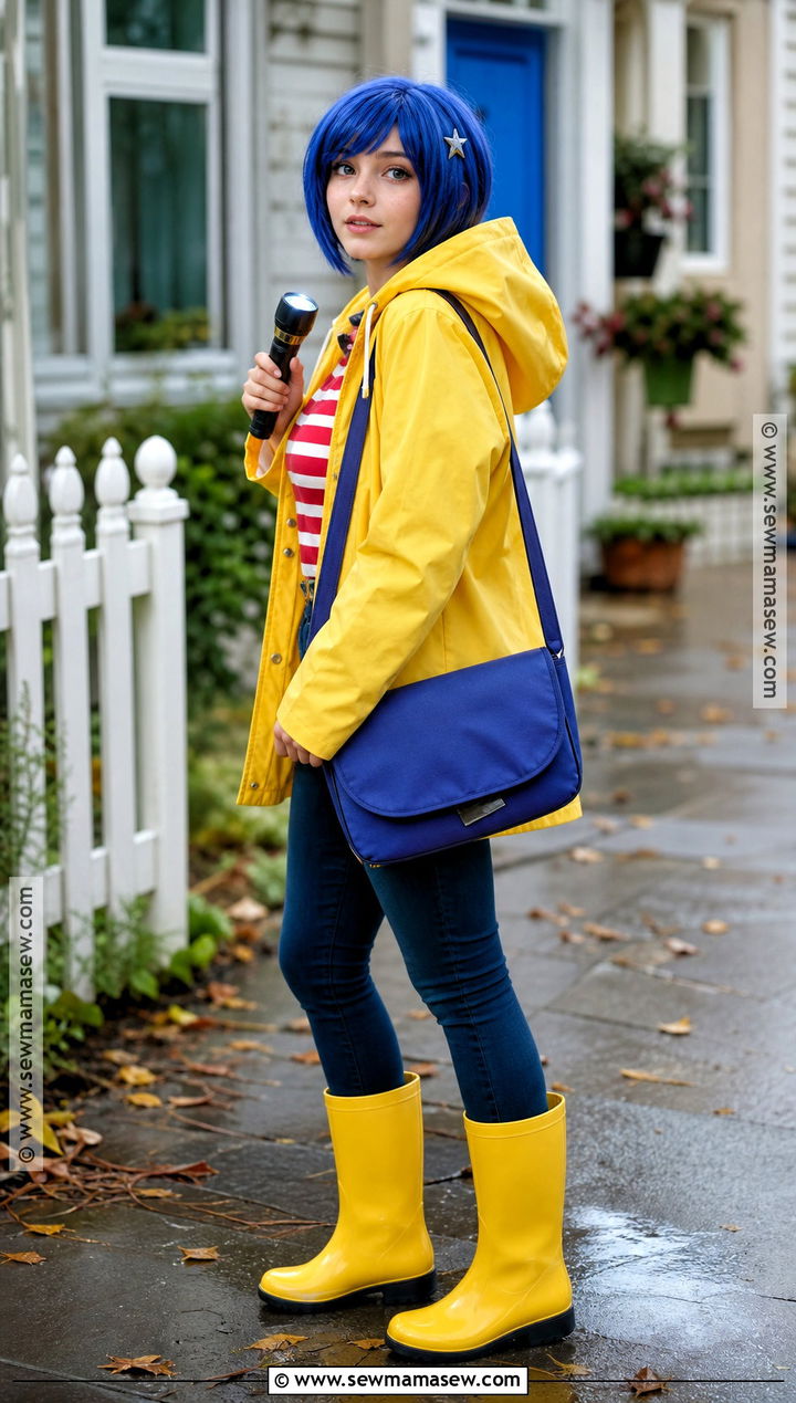 Coraline Costume With Short Blue Bob - 30 halloween costumes short hair