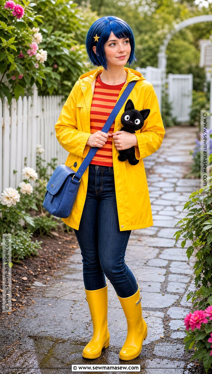 Coraline Costume With Short Blue Hair - 30 short hair halloween costumes