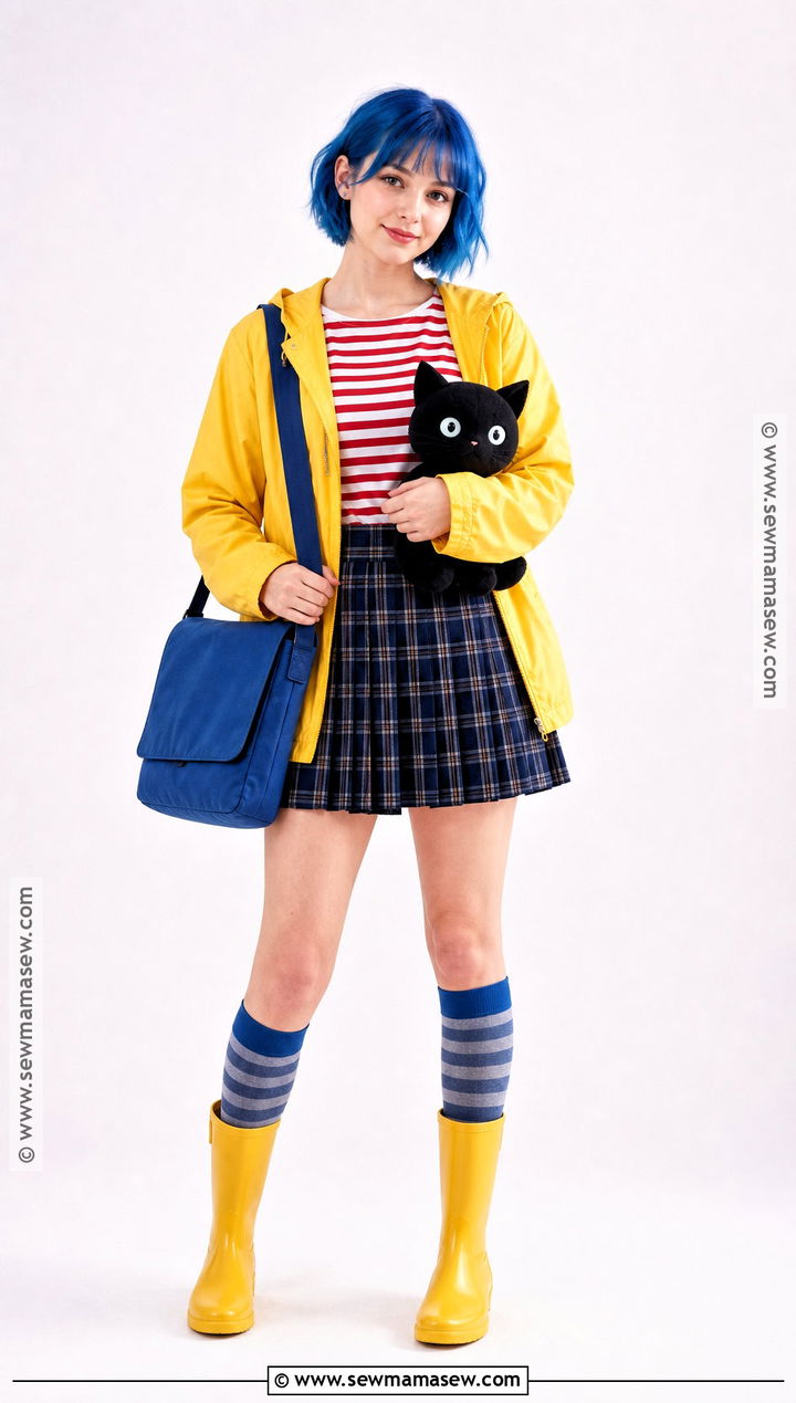 Coraline Costume With Striped Shirt And Plaid Skirt - 30 caroline costume ideas