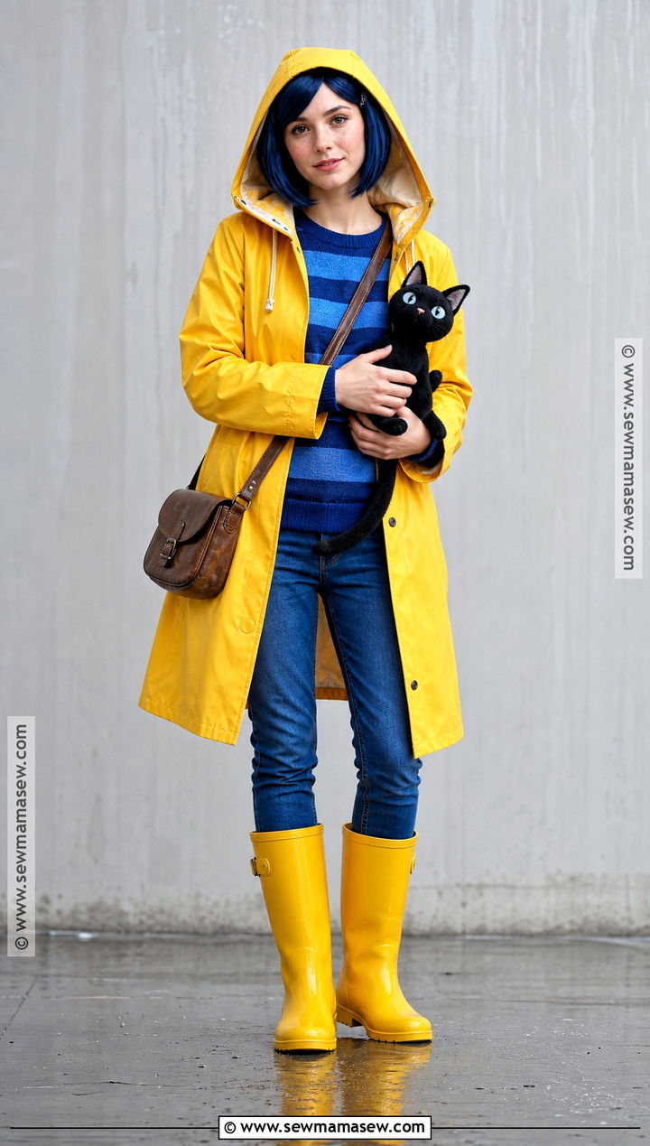 Coraline Costume With Yellow Raincoat - 35 halloween costumes one person