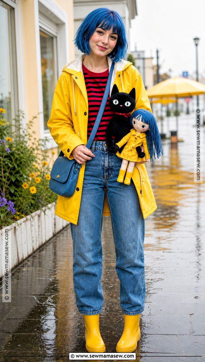 Coraline Costume With Yellow Raincoat - 30 Halloween Costumes Solo for Women