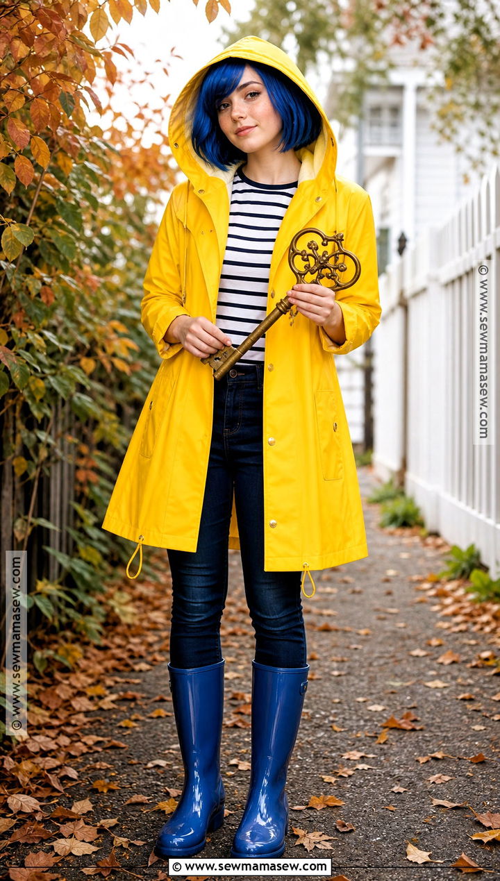 Coraline Costume With Yellow Raincoat - 30 short hair costume ideas halloween