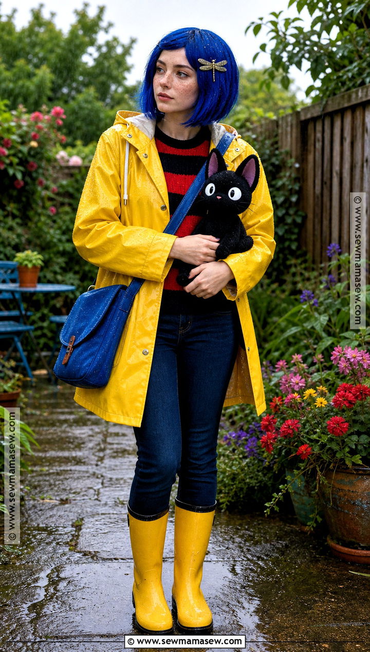 Coraline Costume With Yellow Raincoat - 35 Cartoon Costume Ideas for Women