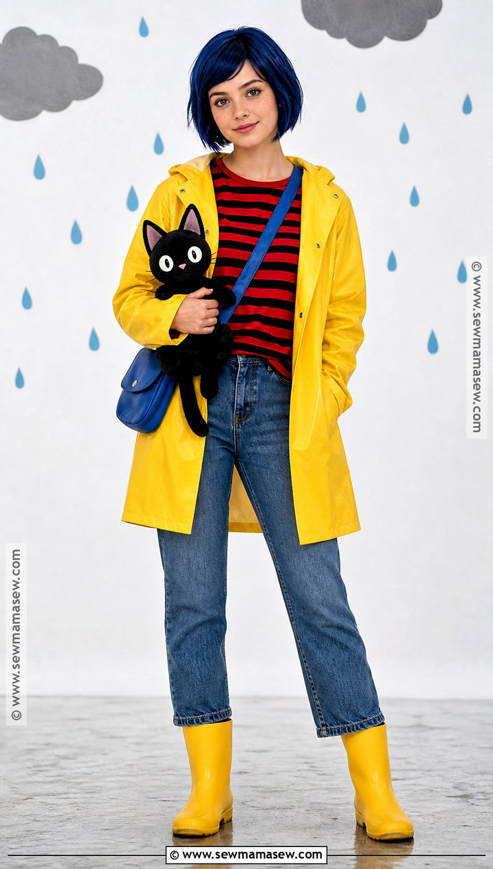 Coraline Costume With Yellow Raincoat - 30 character costume ideas