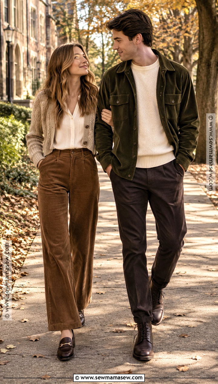 Corduroy And Cream Fall Couple Photoshoot Outfit - 20 couples photoshoot outfits fall