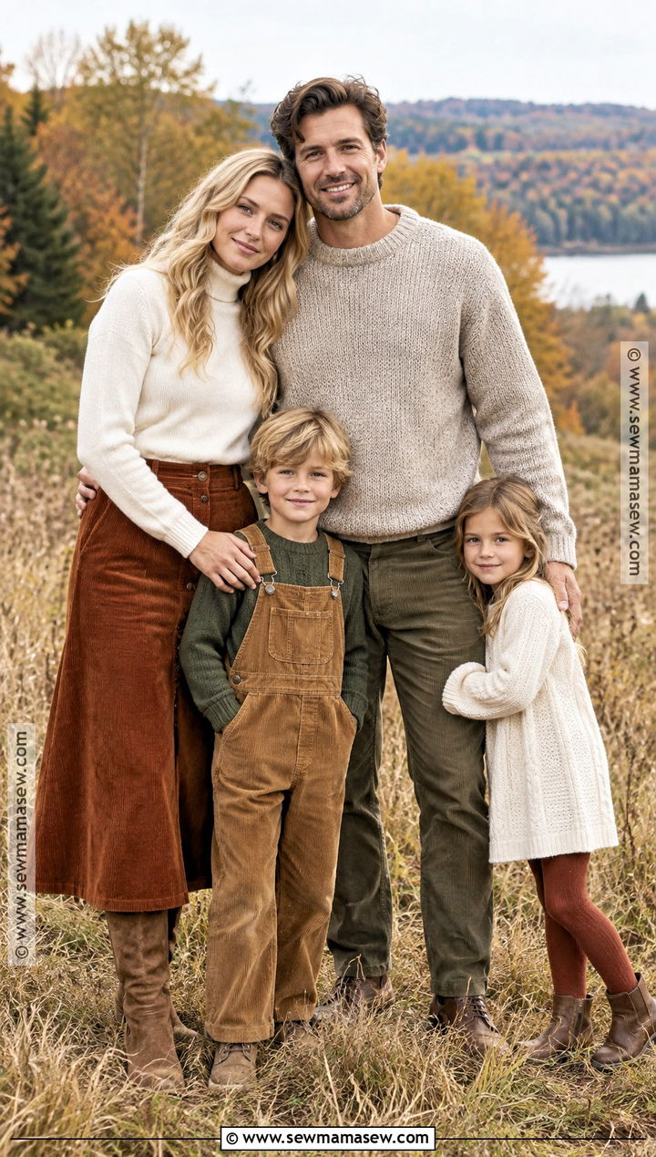 Corduroy And Knit Fall Family Outfits - 15 fall family matching outfits