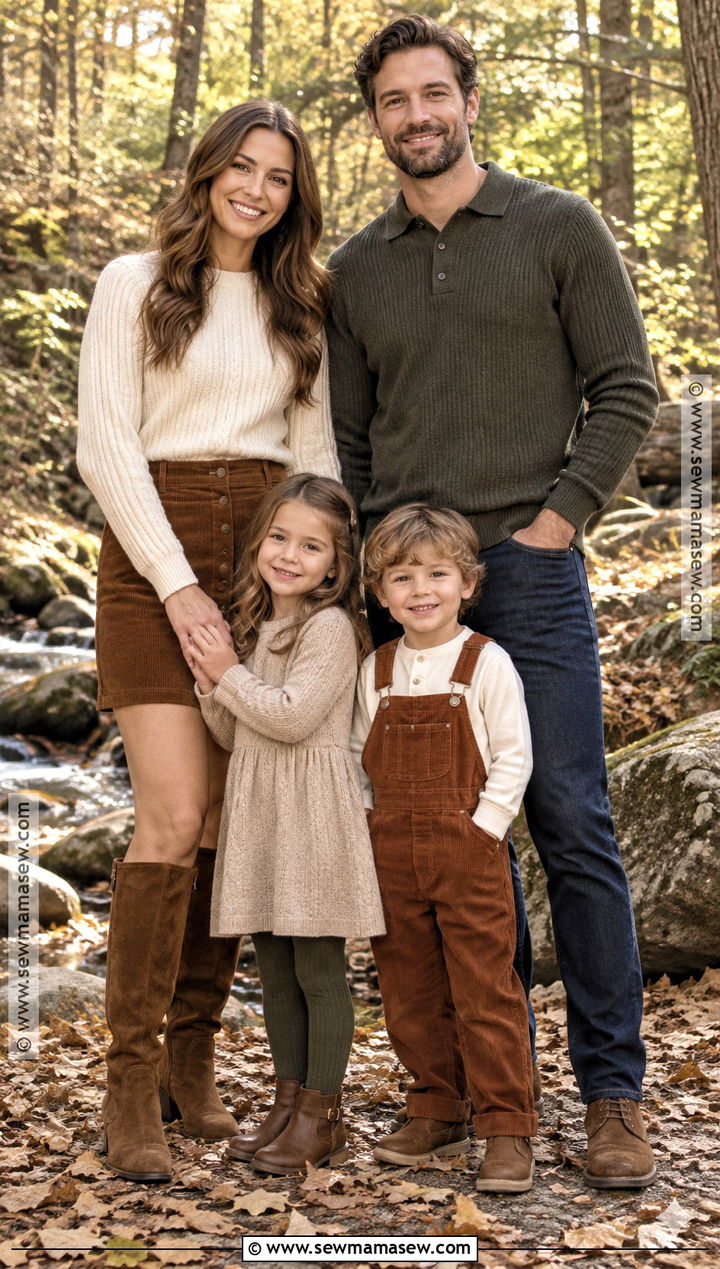 Corduroy And Knit Fall Family Picture Outfit - 25 casual fall family picture outfits