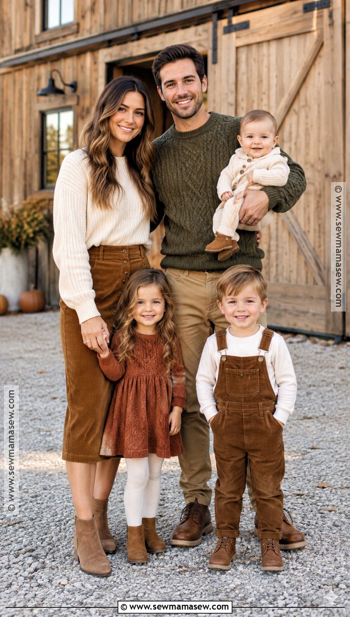 Corduroy And Knit Family Photoshoot Outfit - 25 autumn family photoshoot outfits