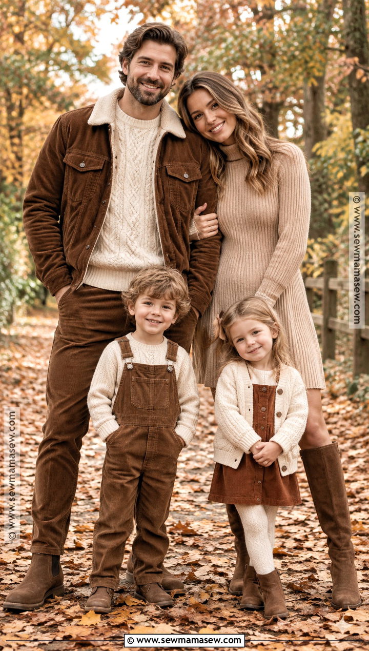 Corduroy And Knit Family Photoshoot Outfits - 15 autumn family photoshoot outfit ideas