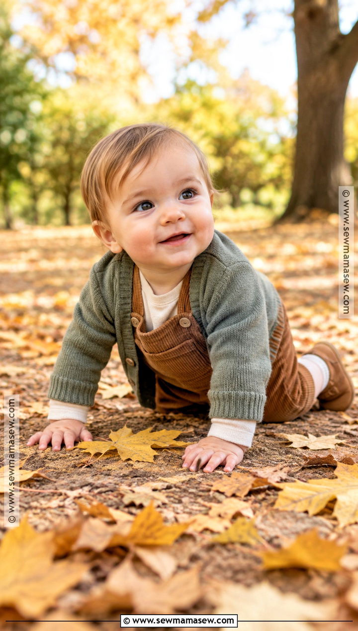 Corduroy Baby Overalls With Long Sleeve Bodysuit - 15 cozy fall baby outfit ideas