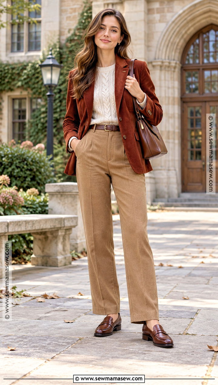 Corduroy Blazer And Trousers Fall Outfit - 25 timeless fall outfits