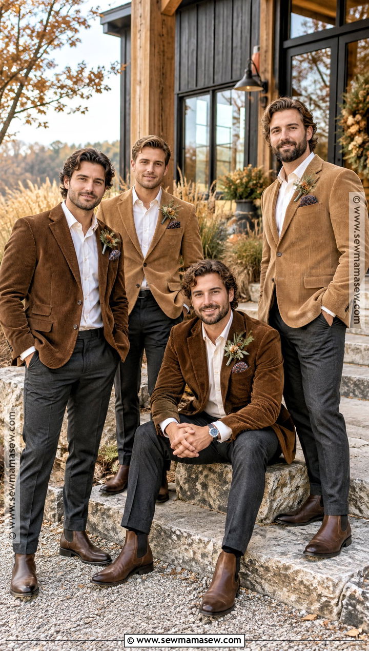 Corduroy Blazer Boho Fall Groomsmen Attire - 15 boho fall groomsmen attire ideas