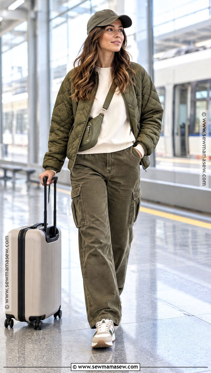 Corduroy Cargo Pants With Sweatshirt - 15 fall outfit corduroy pants