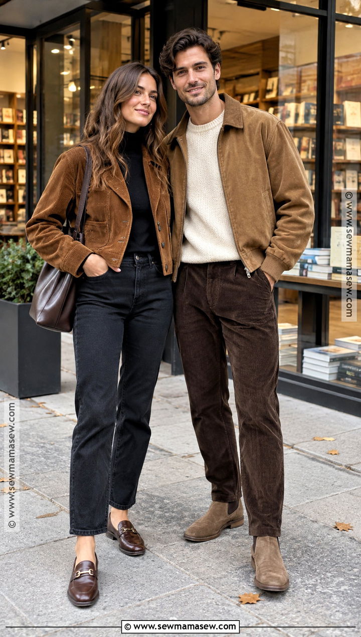 Corduroy Couple Fall Outfit - 25 couple fall outfits