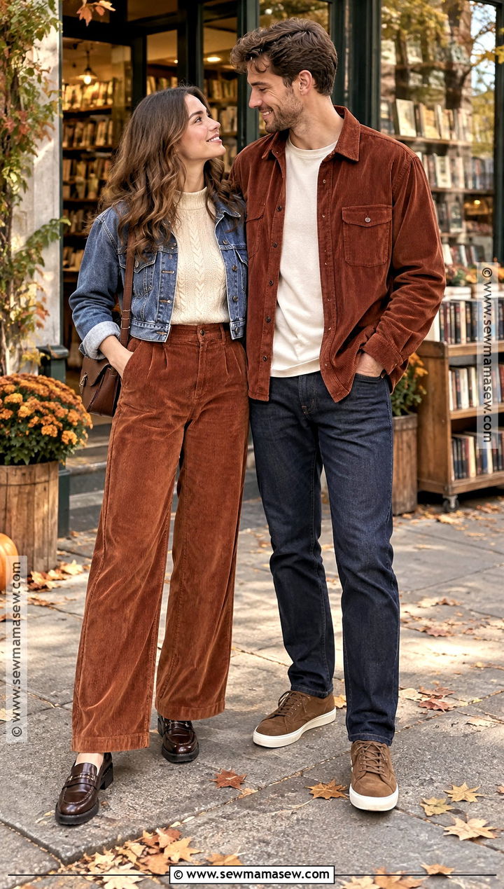 Corduroy Couple Fall Outfit - 20 cute couple fall outfits