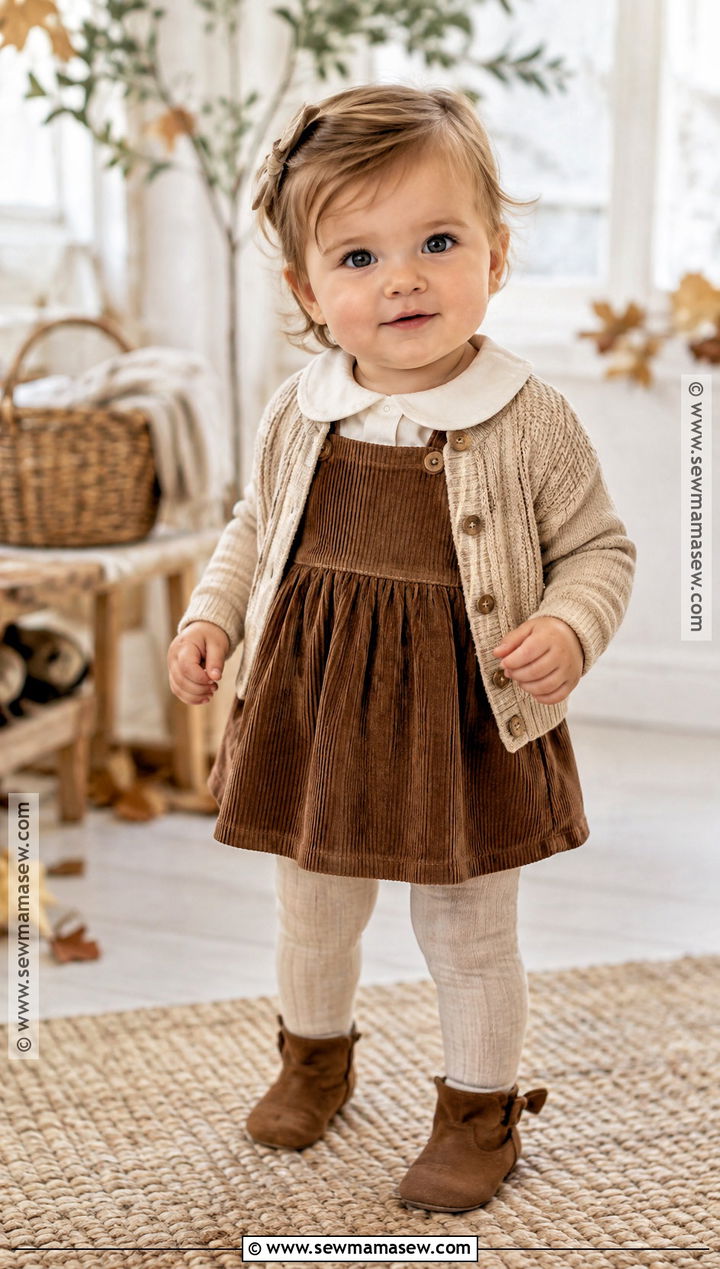 Corduroy Dress And Bodysuit Fall Baby Outfit - 20 fall baby outfits