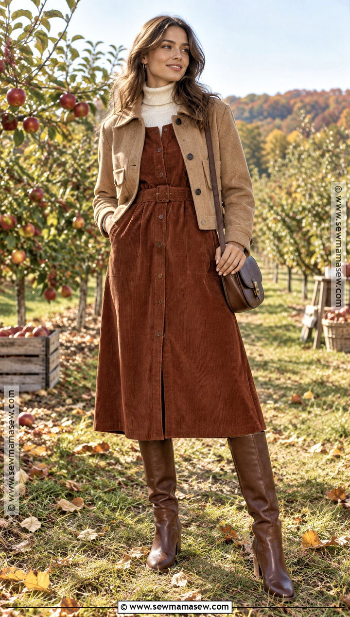 Corduroy Dress And Knee High Boots Fall Proposal Outfit - 25 fall proposal outfit ideas