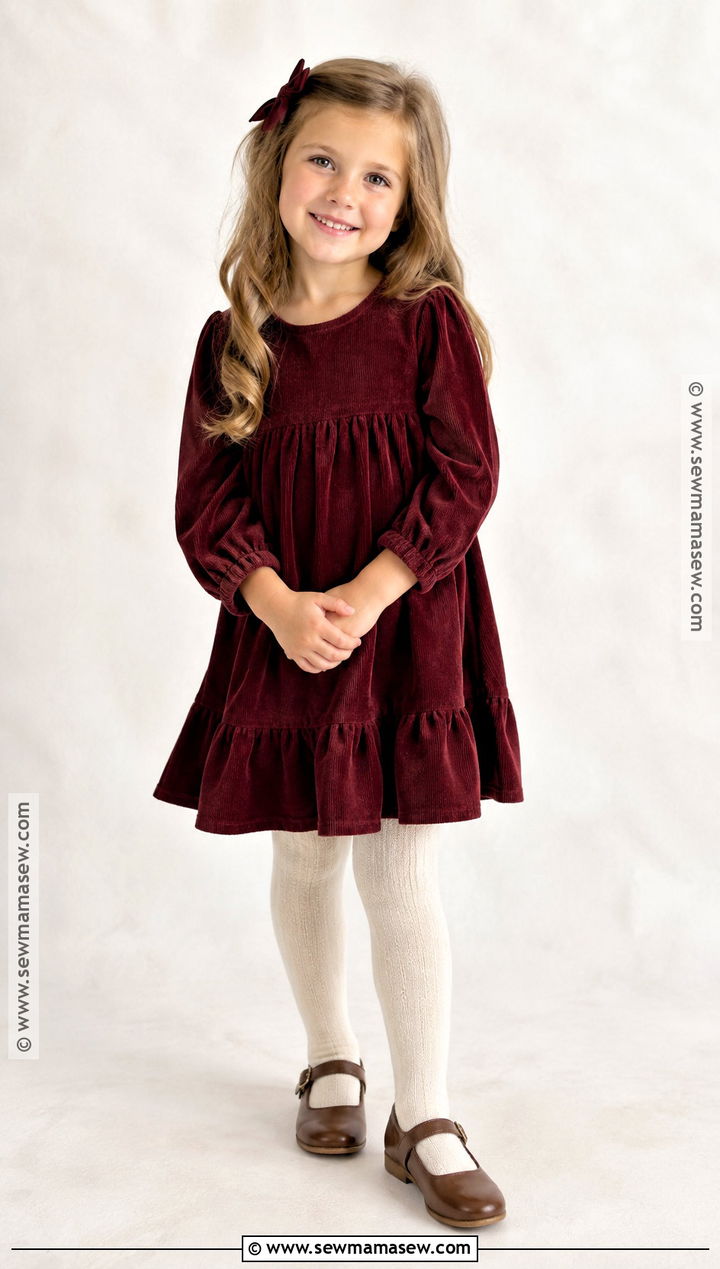 Corduroy Dress And Tights Fall Picture Day Outfit - 25 fall picture day outfits for kids