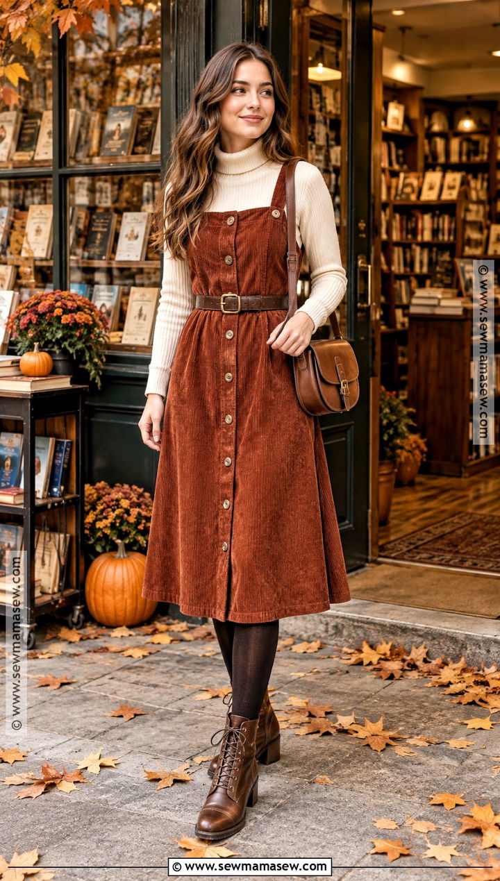 Corduroy Dress Autumn Outfit - 30 autumn outfits aesthetic