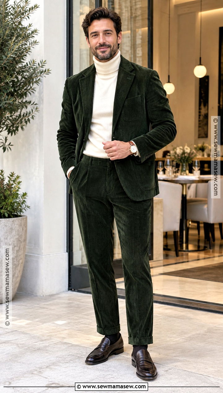 Corduroy Fall Suit With Merino Turtleneck - 15 Formal Mens Fall Fashion Ideas