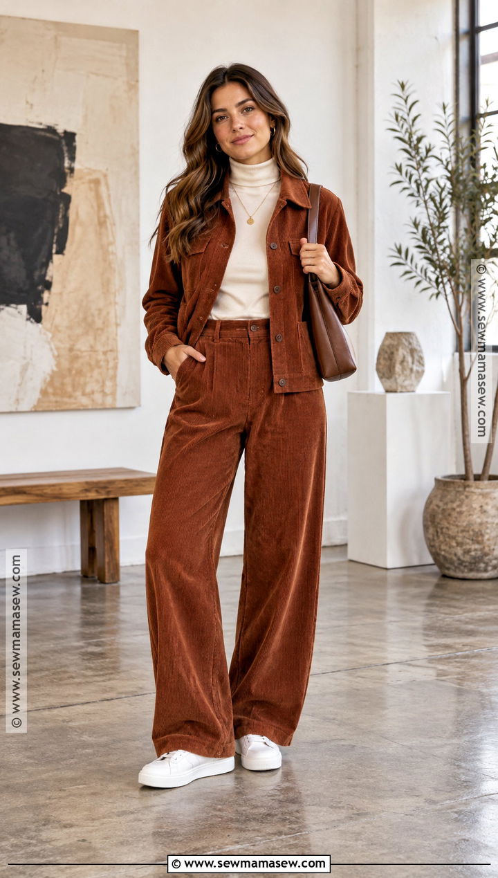 Corduroy Jacket And Matching Pants Fall Outfit - 25 dope fall outfits