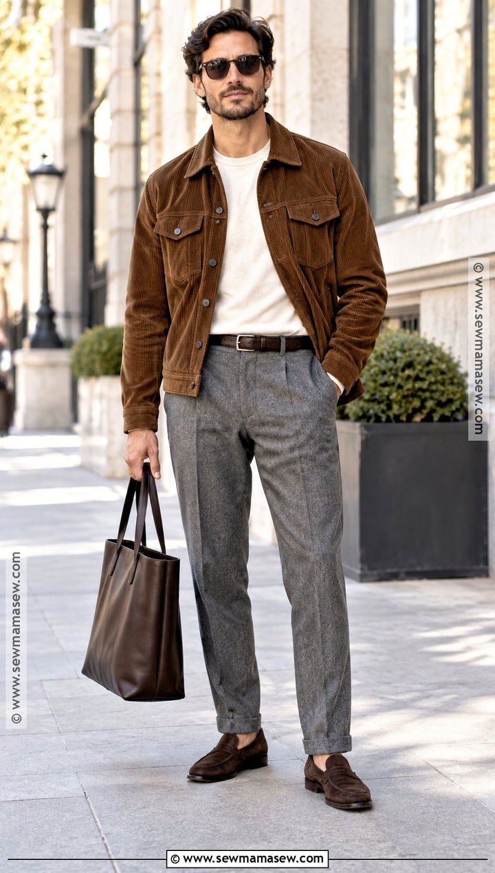 Corduroy Jacket And Wool Pants Fall Outfit - 25 Fall Mens Outfits
