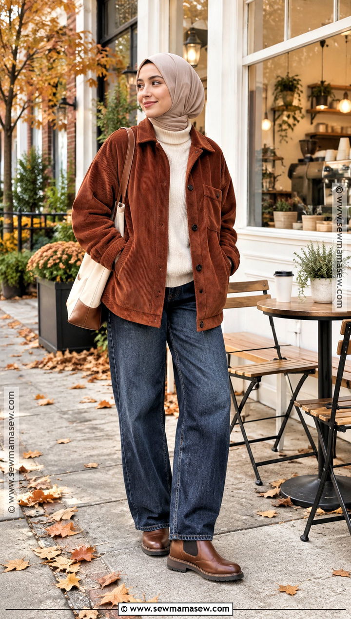 Corduroy Jacket Hijabi Fall Outfit - 20 Hijabi Fall Outfits Aesthetic