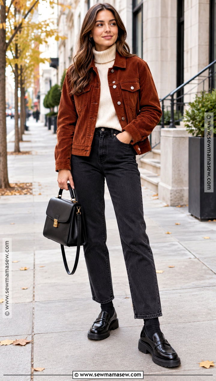 Corduroy Jacket With Black Jeans And Loafers - 15 affordable fall fashion jackets