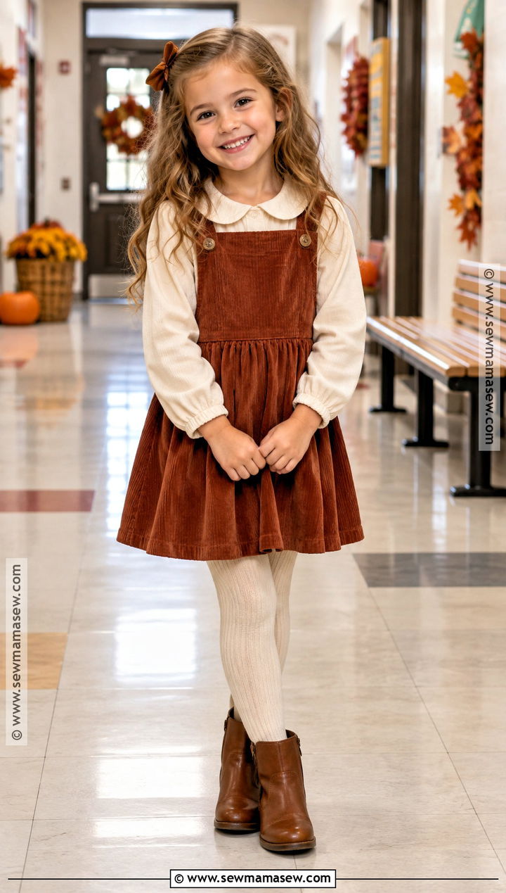 Corduroy Jumper Fall Picture Day Outfit - 20 fall picture day outfits